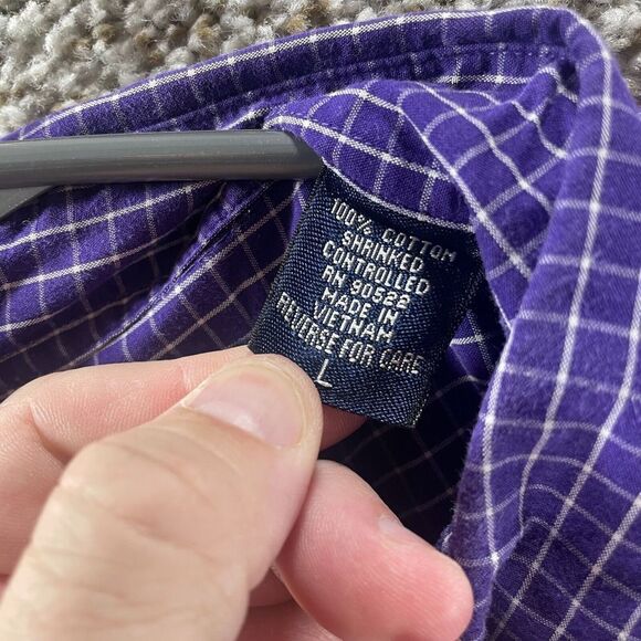 Clemson Tigers Shirt Adult Large Purple Check Crable Sportswear Button Up Mens - Picture 9 of 13